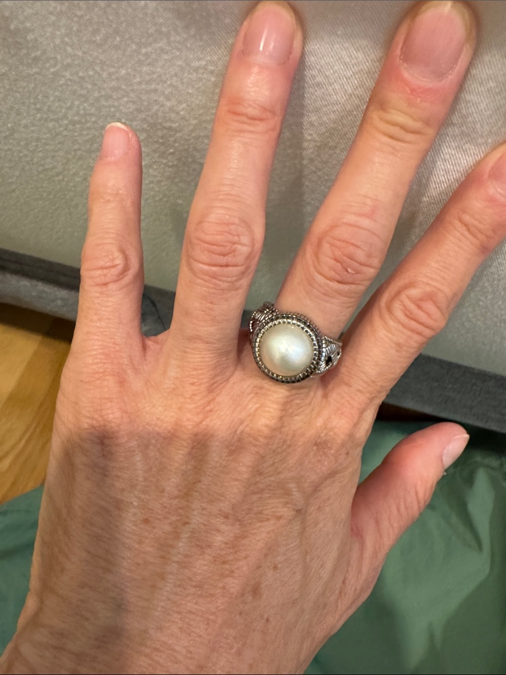Judith Ripka Silver Ring with White Pearl Dome - Picture 3 of 3